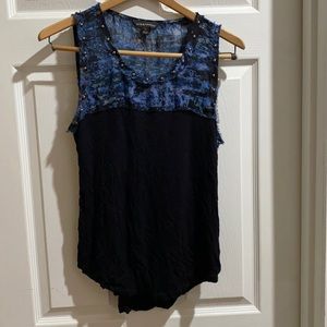 Blue and black top